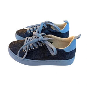 Old Navy Glitter Sparkle Girls Comfortable Sneakers Shoes Lace Up SZ 12 Blue